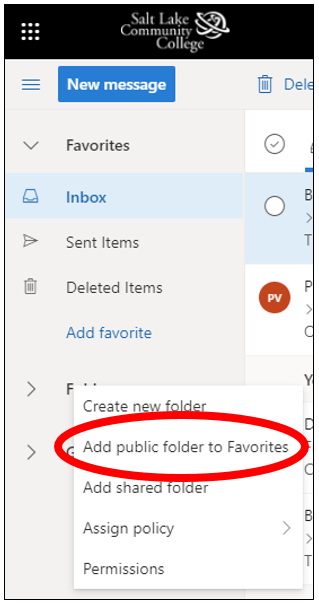 Add public folder options list