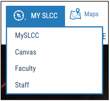 Image of the drop-down menu showing Staff and Faculty links