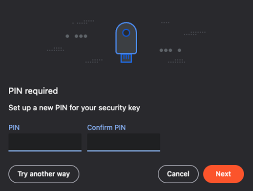 Image shows Yubikey PIN screen