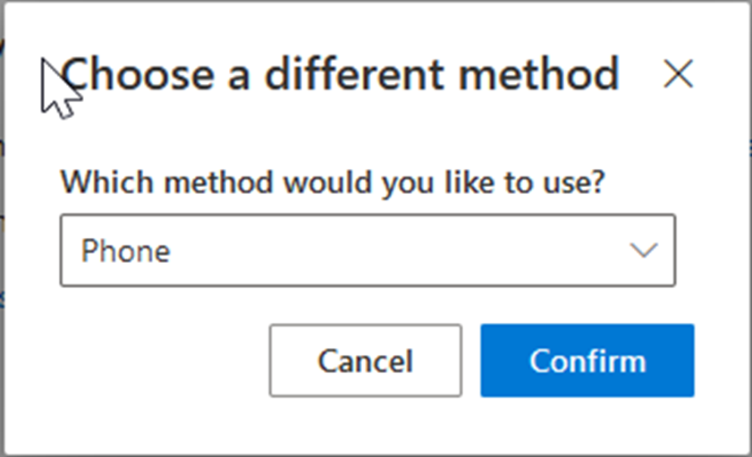 Image shows method selection screen