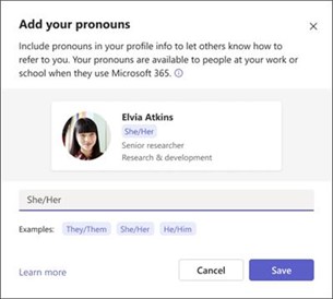 Image show profile card with Pronouns