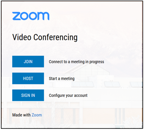 Image of the Zoom account sign in page