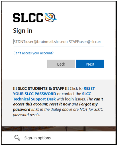 Image of the Zoom sign in page for SLCC