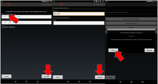 Image shows username and password login screens