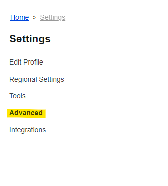 Image shows Settings screen