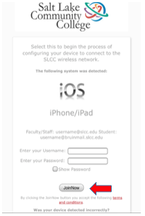 Image shows IOS login screen